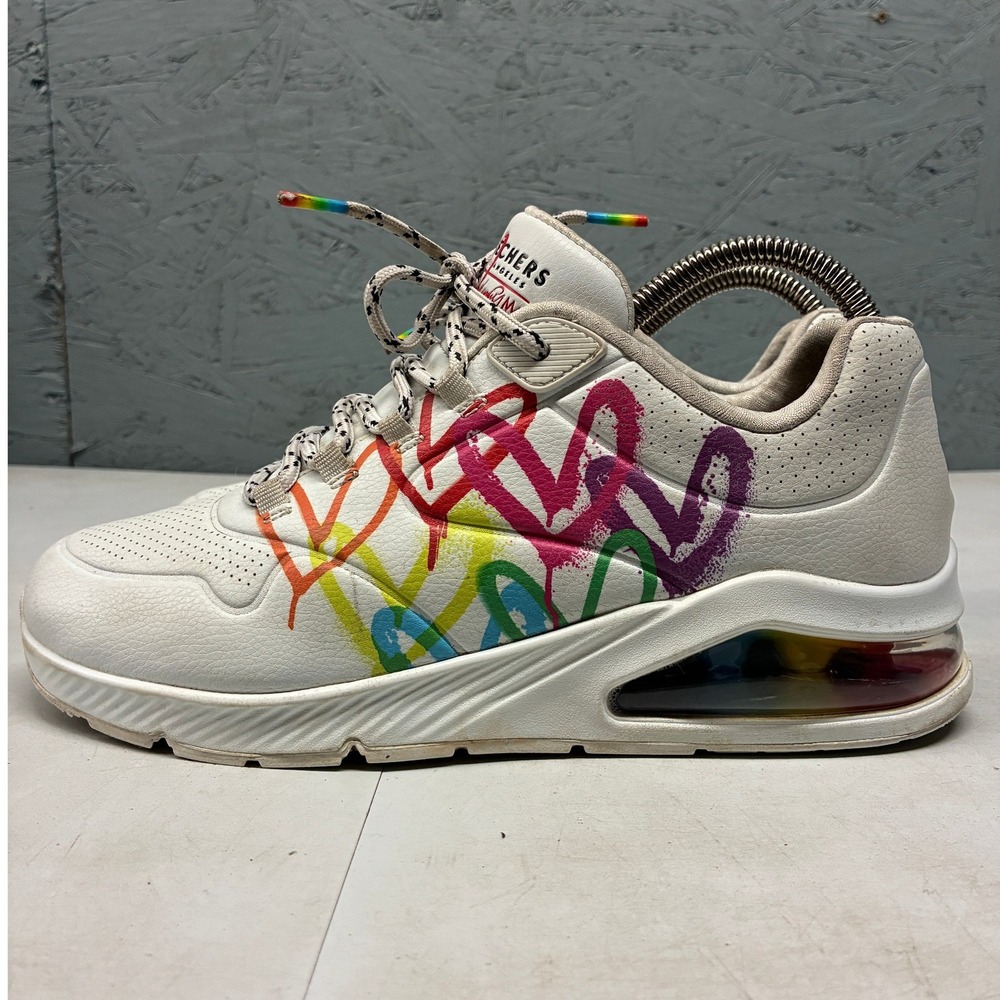 Skechers Uno Floating Love Sneakers Women's White Hearts Rainbow Casual Shoes 9 - Picture 11 of 16